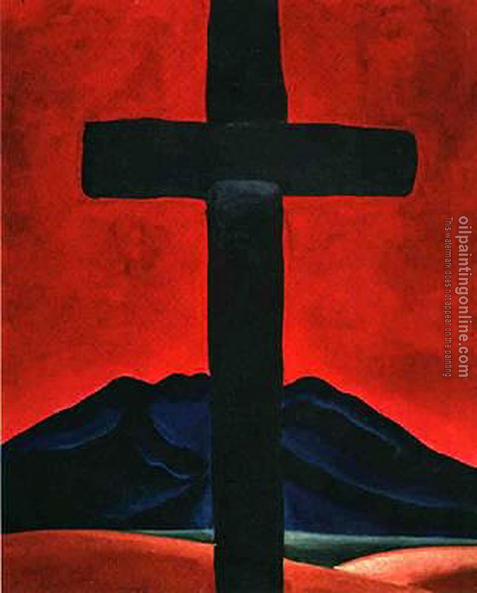 O Keeffe, Georgia - Cross with Red Sky